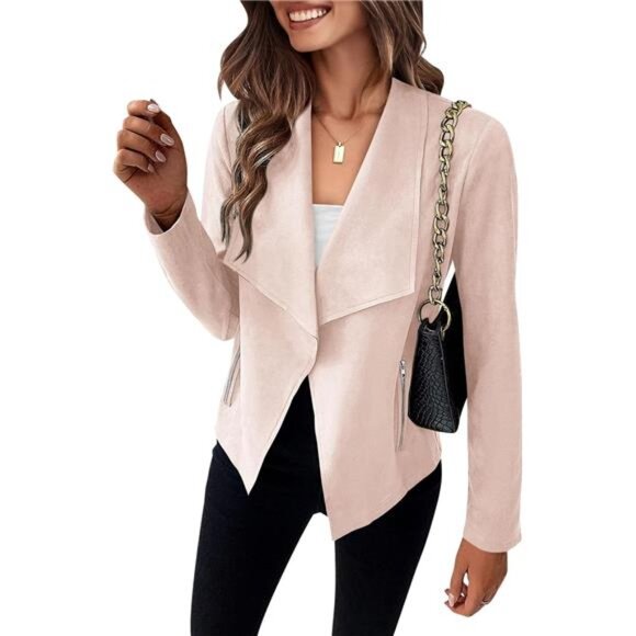 Women's  Jackets Fall Long Sleeve Open Front Cropped Coat Outerwear - Picture 1 of 7